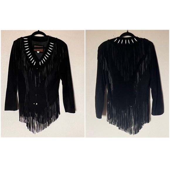 Vintage Echo Mountain Arturo Arocha Suede Leather Fringe Southwest Beaded Jacket - Picture 4 of 14